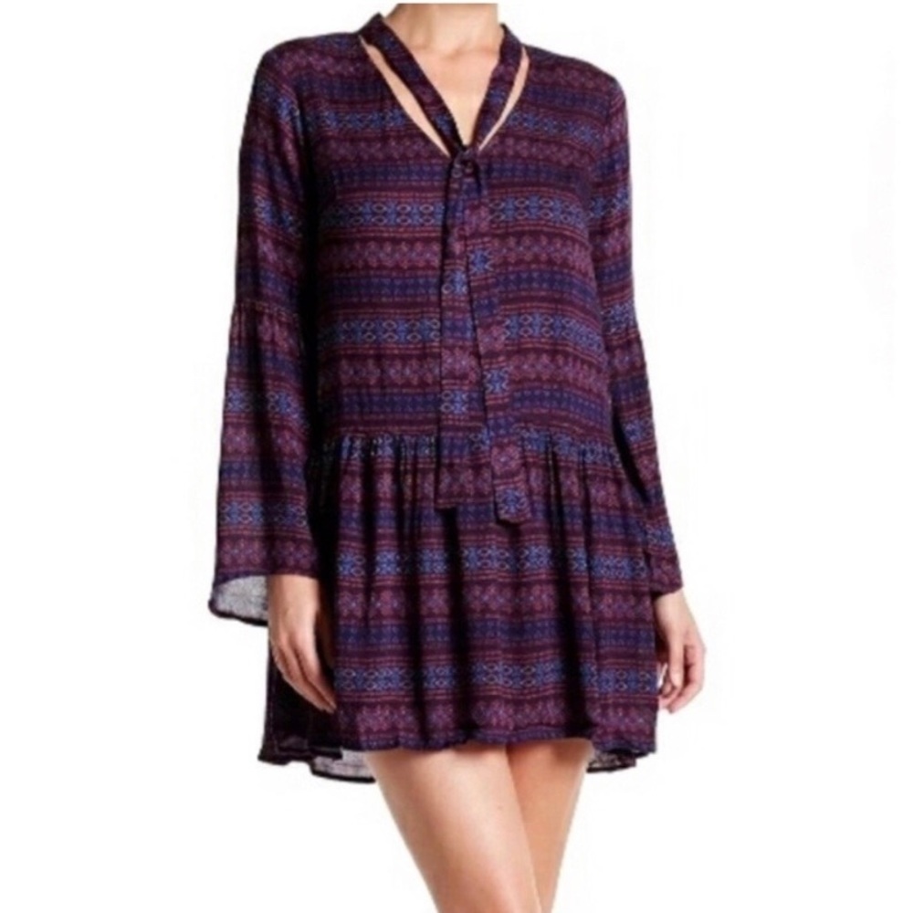 Lush Purple Pleated Sundress with Bell Sleeves